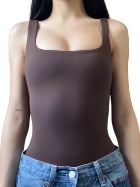 BABATON Bodysuit Square Neck Brown Size XXS GUC